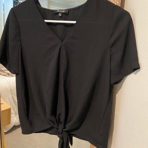 Madewell black front tie blouse